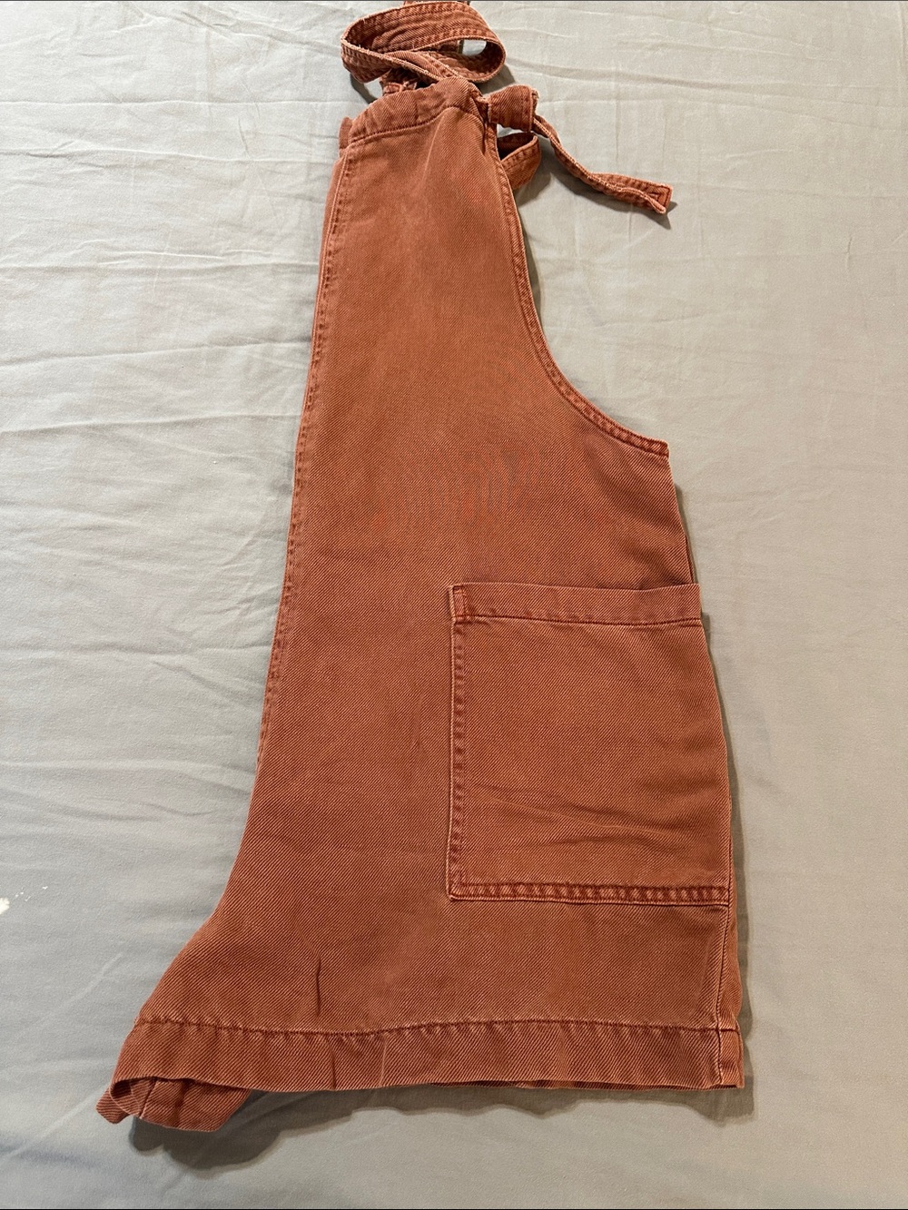 Aerie Brown Linen Blend Women's Short Overalls Romper Knotted Straps Size L - Picture 7 of 10
